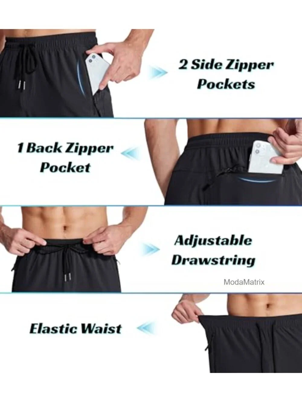 Quick Dry Stretch Joggers with Zipper Pockets for Men Athletic Track Pants
